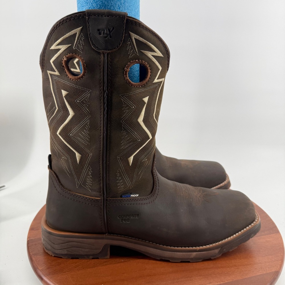 Tony Lama TLX Mens 13D Brown Leather Waterproof Composite Toe Work Boots TW3403
